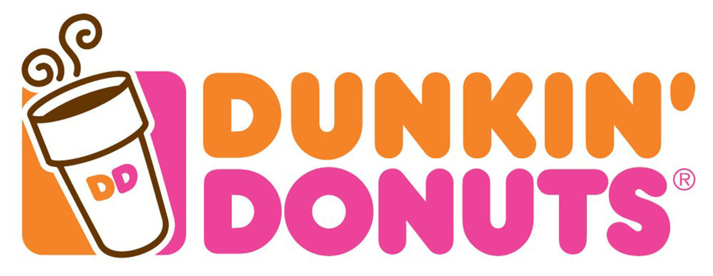 the logo for dunkin donuts is pictured.